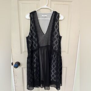 Sandro Paris overlay black lace short dress